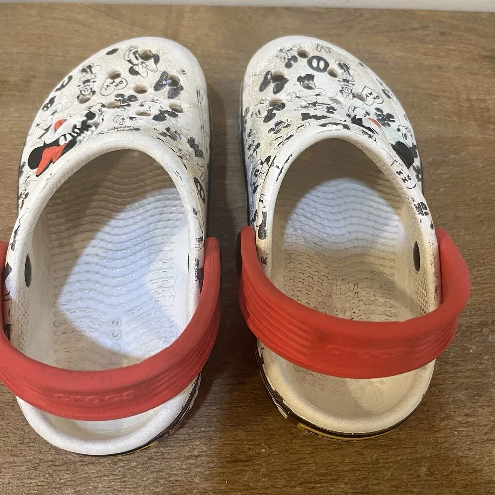 Crocs Disney Mickey Minnie Mouse Kids Clogs C9 White Red Charm Shoes‎